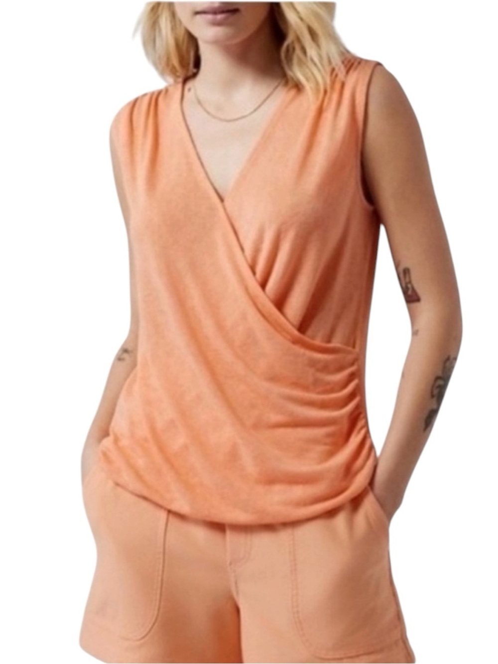ATHLETA Breezy Wrap Tank Cactus Peach Sleeveless Size XS -- SO PRETTY!!!!